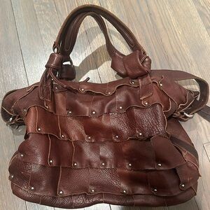 B. Makowsky Leather Patchwork Tote Bag
